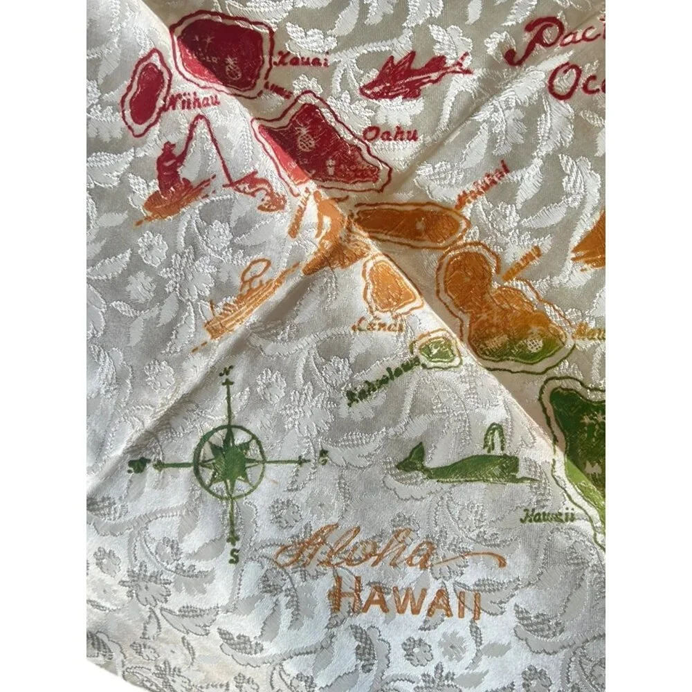 Vintage Hawaiian Tablecloth & Napkins Set Hula Girl Hibiscus Design 47x47 12